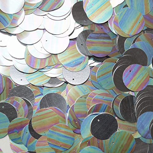 20mm Flat Round SEQUIN PAILLETTES ~ Silver Metallic Iris Rainbow ~ Loose sequins for embroidery, bridal, applique, arts, crafts, and embellishment. Made in USA. by SequinExplosion von SequinExplosion