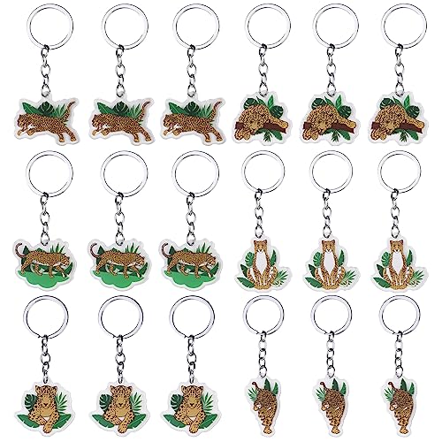 Serencatcher Leopard-Schlüsselanhänger Party Gunst, 18pcs Gepard Schlüsselanhänger Safari Dschungel Zoo Tiere Schlüsselanhänger für Wald Tier Thema Party Favors Dschungel Tier Geburtstag Party Favors von Serencatcher