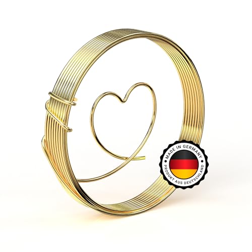 SERSCH 12X Meter Basteldraht Aluminiumdraht zum basteln von Schmuck, Draht-Schriften und Figuren super Halt und sehr flexibel langlebiger und hochwertiger Aludraht (3 mm, Gold) von Sersch