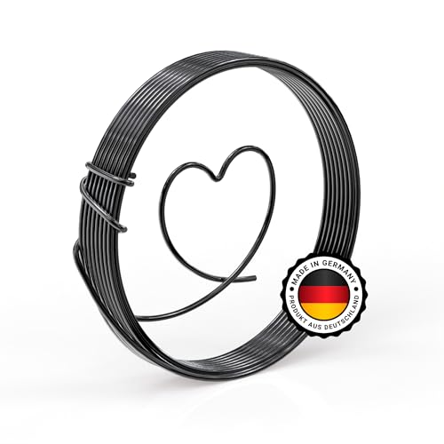 SERSCH 12X Meter Basteldraht Aluminiumdraht zum basteln von Schmuck, Draht-Schriften und Figuren super Halt und sehr flexibel langlebiger und hochwertiger Aludraht (3 mm, Schwarz) von Sersch