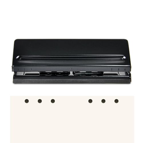 Sertay 6 Hole Puncher, Praktisch Verstellbarer Locher, Verstellbarer Locher Metall, Verstellbarer 6 Abstände Locher, Locher 6 Loch, Wird für Papier mit den Formaten A4, A5, A6, A7 und B5 Verwendet von Sertay