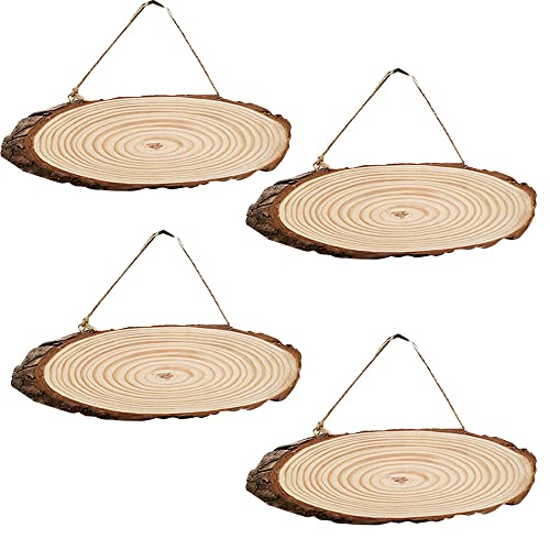 Sertay Holzscheiben,4 Stück Baumscheibe,Rindenscheibe,Unvollendete Holzkreise,Oval Holzscheiben,Ungebohrte Holzkreise,für Handbemalt,Namensschilder,Weihnachtsdekoration,Hochzeitsdekoration(6-7cm) von Sertay