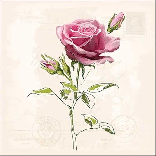 Servietten Blumen 20 Feinste Rose Vintage | basteln Decoupage Tischdeko 33x33cm von Servietten Blumen