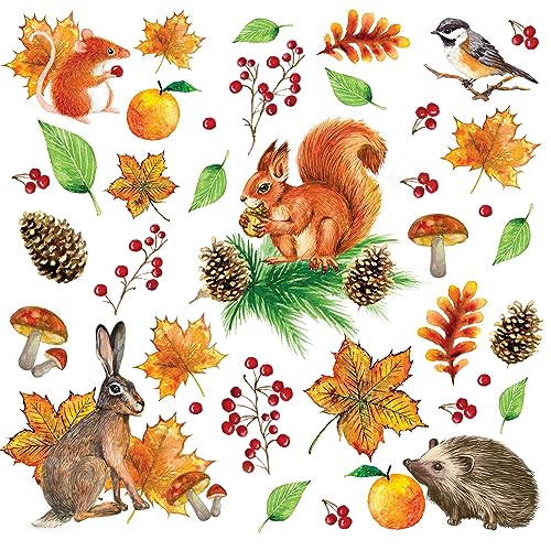 20 Servietten Herbst Herbstliche Blätter und Tiere als Tischdeko. Papierservietten mit Motiv. Auch für Decoupage und Serviettentechnik 33x33cm von Serviettenshop