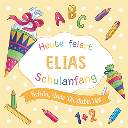 80 Servietten Schulanfang mit Name personalisierbar als Tischdeko zur Einschulung | individuell für Jungen und Mädchen | Farbauswahl | Deutsche Produktion 33x33cm (80, Creme) von Serviettenshop