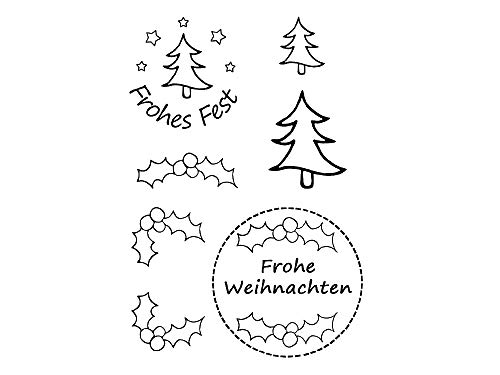 Stempel Clear von EFCO, Frohes Fest 3, A7 / 74 x 105 mm, 7 - teilig, transparent von Sescha