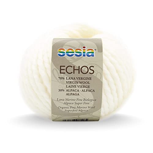 SESIA Garn "ECHOS" 50gr 50mt 70% Bio-Schurwolle 30% Alpaka Nadeln 7-8 (0207 Creme) von Sesia