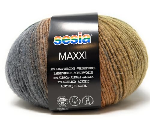 Sesia MAXXI Garn 400 g, 600 m Nadeln 6-7, 50 % Schurwolle, 25 % Alpaka, 25 % Acryl (4750 Forest) von Sesia