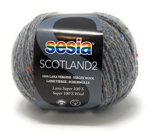 Sesia SCOTLAND Garn 2 Knäuel à 50 g 350 m aus reiner Schurwolle Super 100'S (0463 helle Tafel) von Sesia