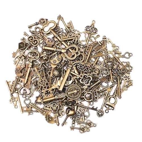 Sessleger 125 Stück Anhänger Schlüssel Retro Antik Messing Antik Bronze Vintage Charme Steampunk für dekorative DIY von Sessleger