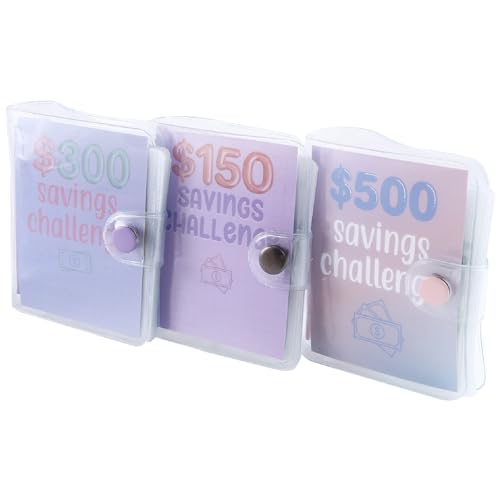 Sessleger 3 Stk. Mini-Ordner Sparherausforderung 150/300/500 Sparen Geld Budgets PVC Bargeld-Umschlagbrieftasche Budget-Ordner Notizbuch Budget von Sessleger