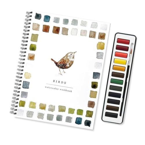 Aquarell Arbeitsbücher, Anfänger Freundliche Vögel Aquarell-Arbeitsbücher, 12 Farben Aquarellfarbe Set Mit Pinsel, Kunsthandwerk Malerei Zubehör, Malbuch Für Kind, Erwachsene von Setauoo