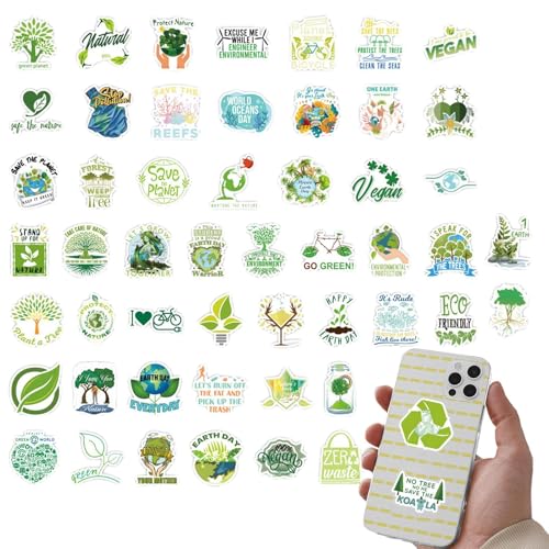 Setauoo Aufkleber für den Schutz der Erde, Aufkleber für die Weltumwelt,50X Natur-Aufkleber-Paket | Ästhetisches Eco Nature Sticker Pack, wasserfeste Eco Earth Love Aufkleber für Laptop, Skateboard, von Setauoo