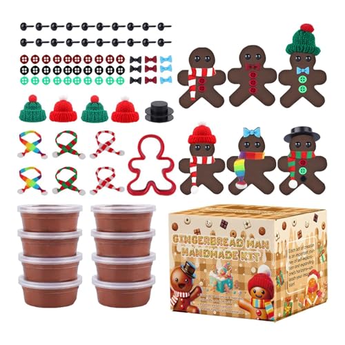 Setauoo Lebkuchenmann-Bastelarbeiten, Lebkuchen-Bastelarbeiten - Christbaumschmuck Bastelset aus Ton,Lebkuchenornament, Kunst- und Bastelaktivitäten, luftgetrocknete Modelliermasse für Winterpartys von Setauoo