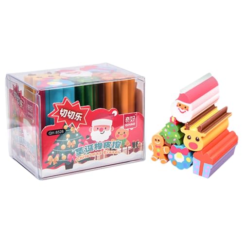 Setauoo Weihnachts-Klassenzimmer-Radiergummi,Weihnachts-Zeichen-Radiergummi | Set mit 6 langen Radiergummis für den Winterurlaub | Bunte Weihnachtsmann-Radiergummis, niedliche von Setauoo