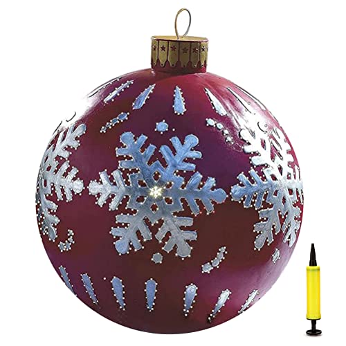 Settoo Outdoor Weihnachten Aufblasbare Verzierte Ball Groß, 24 Zoll PVC Riesige Weihnachten Aufblasbare Ball Weihnachten Aufblasbare Ball Weihnachten Aufblasbare für Outdoor Hofkunst Garten Dekoration von Settoo