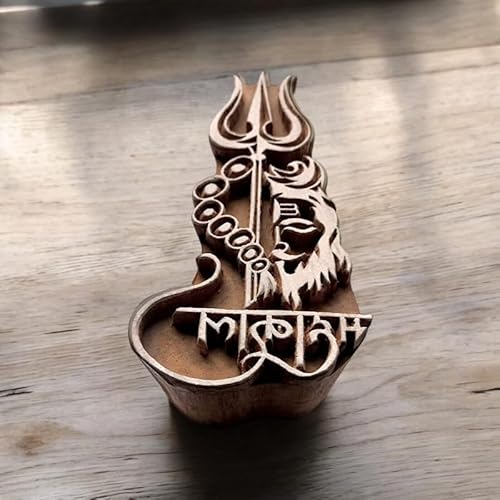 Mahadev handgeschnitzten Druck Block Stempel traditionelle indische Handwerk für Stoff und Papier Druck (5 Zoll) von Seven Chakra Tree