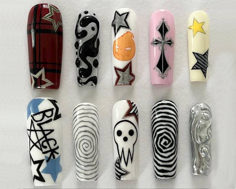 Festliche Halloween Nägel | Premium Mit 3D Designs Abstrakte Nagelkunst Einzigartige Nagel Set Jc21S von SevenNailArt