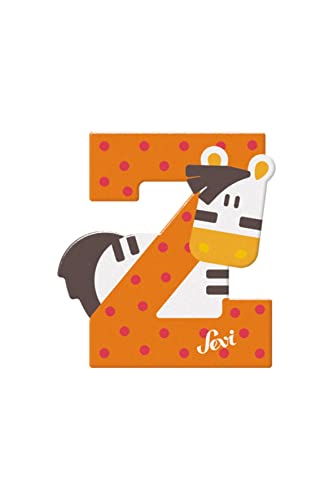 Sevi 83026 Tier Holzbuchstaben Z Zebra ca. 10 cm, Türbuchstaben für Kinderzimmer, ABC Lernspielzeug aus Holz, pädagogisches Spielzeug für Kinder ab 3 Jahren, Buchstabe Tiere sortiert, Orange / Rot, ca. 10 x 7,5 cm von Sevi