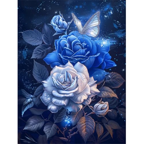 DIY 5D Diamond Painting Full Drill Blaue Blume Diamant Painting Bilder Malen Nach Zahlen Diamant Cross Malerei Strass Stitch Stickerei Malerei Kits Arts Craft Für Home Wand Decor 30x40cm von Sevtidy