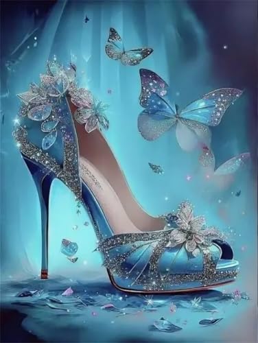 DIY 5D Diamond Painting Full Drill Blaue Schuhe Diamant Painting Bilder Malen Nach Zahlen Diamant Cross Malerei Strass Stitch Stickerei Malerei Kits Arts Craft Für Home Wand Decor 60x80cm von Sevtidy