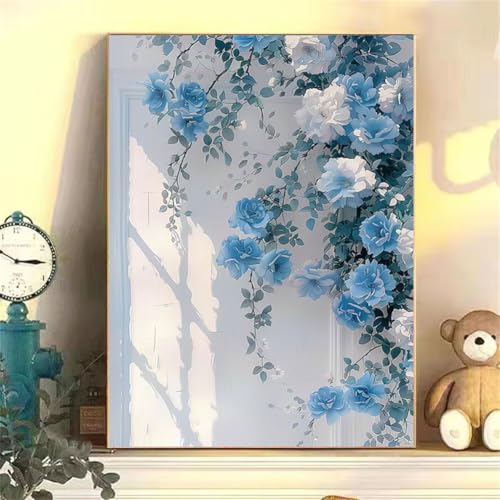 DIY 5D Diamond Painting Full Drill Blaue kleine Blume Diamant Painting Bilder Malen Nach Zahlen Diamant Cross Malerei Strass Stitch Stickerei Malerei Kits Arts Craft Für Home Wand Decor 30x40cm von Sevtidy