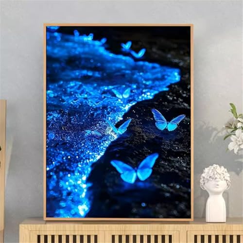 DIY 5D Diamond Painting Full Drill Blauer Schmetterling Diamant Painting Bilder Malen Nach Zahlen Diamant Cross Malerei Strass Stitch Stickerei Malerei Kits Arts Craft Für Home Wand Decor 30x40cm von Sevtidy