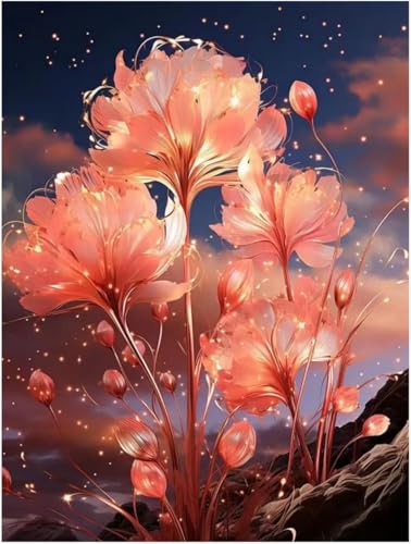 DIY 5D Diamond Painting Full Drill Orangene Blume Diamant Painting Bilder Malen Nach Zahlen Diamant Cross Malerei Strass Stitch Stickerei Malerei Kits Arts Craft Für Home Wand Decor 30x40cm von Sevtidy