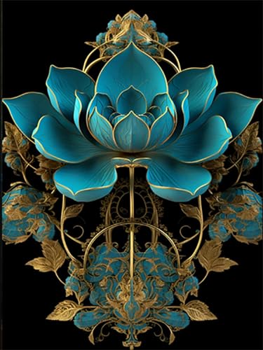 Sevtidy 5D DIY Diamond Painting Bilder Erwachsene Kits Blauer Lotus Diamant Art Painting Kunsthandwerk Stickerei Diamant Painting Set für Home Decor Geschenk Diamant Malere 50x70cm von Sevtidy