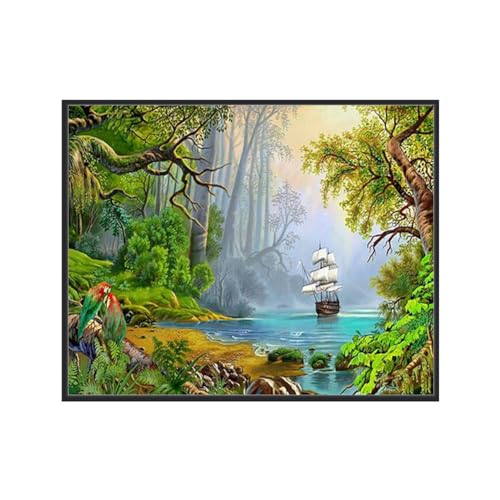 Sevtidy 5D DIY Diamond Painting Bilder Erwachsene Kits Grüne Bäume Diamant Art Painting Kunsthandwerk Stickerei Diamant Painting Set für Home Decor Geschenk Diamant Malere 50x70cm von Sevtidy