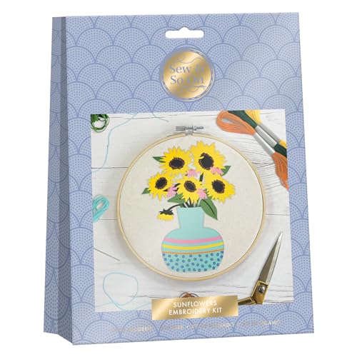 Sew And So On Premium Stickset, Sonnenblumen, Sticksets für Erwachsene & Kreuzstich Kits für Erwachsene Anfänger, Geschenkidee Stickset Anfänger mit Stickmustern, Stickset von Sew And So On