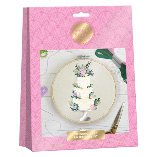 Sew And So On Premium Stickset, Hochzeitstorte, Sticksets für Erwachsene & Kreuzstich Kits für Erwachsene Anfänger, Geschenkidee Stickset Anfänger mit Stickmustern, Stickset von Sew & So On