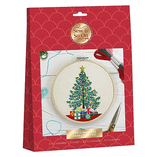 Sew & So On Stickerei-Näh-Bastelset – Weihnachtsbaum, enthält alle benötigten Bastelzubehör, ideales Bastelset für Erwachsene und ältere Kinder, ein tolles Bastelkunstgeschenk, Verwendung für von Sew & So On