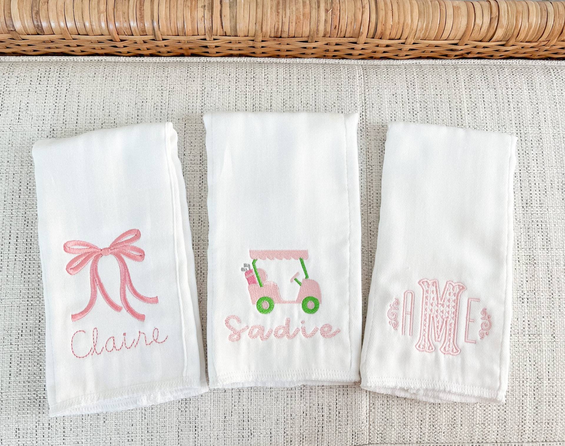 Monogrammiert Baby Spucktücher | Personalisierte Baby-Dusche-Geschenk Mädchen Besticktes Spucktuch von SewAmeliaIsland