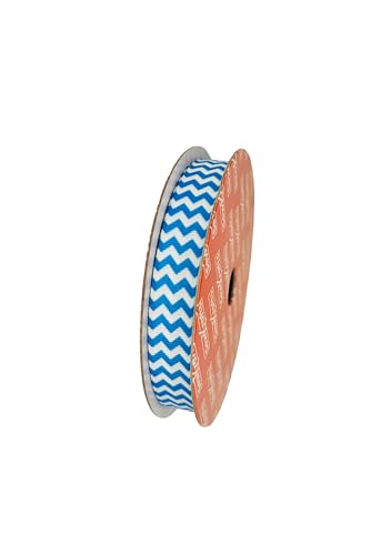 SewKrafts Chevron-Band, gestreiftes Ripsband, 1,6 cm x 9,1 m – perfekt zum Basteln, Nähen, Haarschleifen, Geschenkverpackungen und Dekorationen (blau) von SewKrafts