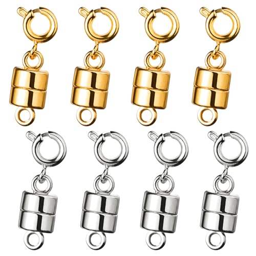 8 Pcs Magnetverschluss Schmuck, Magnetverschluss Für Ketten, Kettenverschluss Magnet, Magnetverschluss Kette(4 Gold+4 Silber) von Sewokon