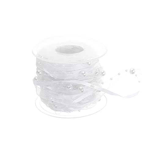 Sewroro 1 Roll Blumenstraußbänder Für Paket Bänder Zum Verpacken Spitzenband Hochzeit Kränze Rosa Schleife Dekorationen Perlenband Braut- Quaste Bestickt Stifte Sticken Weiß von Sewroro