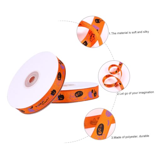 Sewroro 1 Roll Halloween-geschenkband Dekorationen Gruselig Braunes Band Tür Bänder Thematisiert Herbstdekoration Wirbelt Halloween-kabelband Spinnennetz Randbereich Rot Polyester Orange von Sewroro