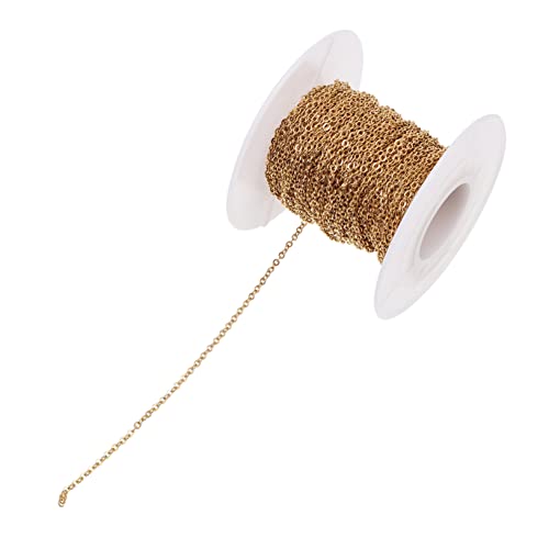 Sewroro 1 Rolle Armbandmaterial Halskette Bulk-kabel Halskette Diy-kette Kettenverlängerung Selber Machen Diy-halskette Panzerkettenglied Halsketten Kettenarmband Rostfreier Stahl Golden von Sewroro