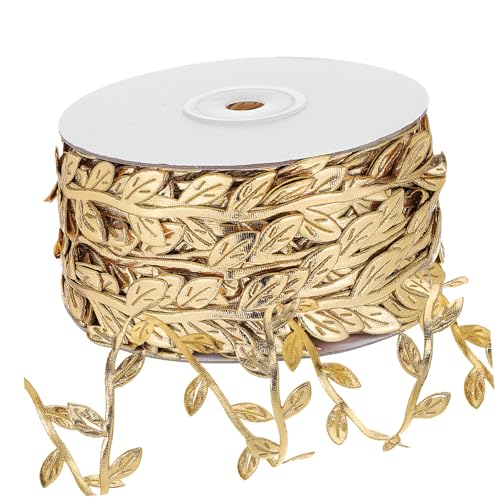 Sewroro 1 Rolle Blumen-rattan-beleuchtung Girlande Aus Blattgold Zubehör Für Hochzeitseinladungen Glitzerblattdekor Blattband Zum Basteln Gefälschte Reben Partydekorationsband Golden Stoff von Sewroro