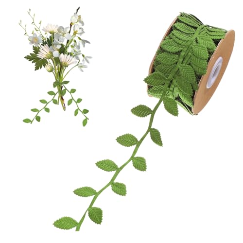 Sewroro 1 Rolle Blumenband geschenkband Blattbesatzband grüne Blätter zur Dekoration Weihnachtsgirlande gefälschte Reben DIY-Bänder Blumenstrauß liefert Heißprägung von Polyestergewebe von Sewroro