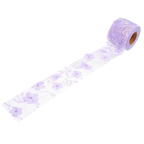 Sewroro 1 Rolle Dekoratives Tüllgewebe seidenband ribbon hochzeitdeko bandfeile klamotten Spitzenbesatz aus Stoff Schleifenband Paillettenband für DIY -Gurtband Polyester Lavender von Sewroro