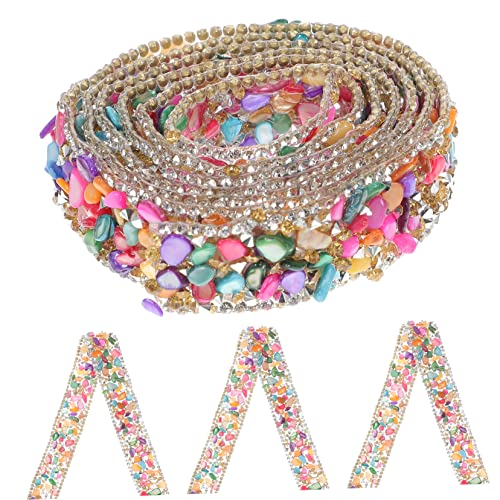 Sewroro 1 Rolle Kies Strass Streifen Verschönerung Verzierungen Klebstoff Kleidung Kette Spitze Reize Kostüme Perlen Linealband Trimmen Strass-klebeband Quaste Hotfix Strasssteine Colorful von Sewroro