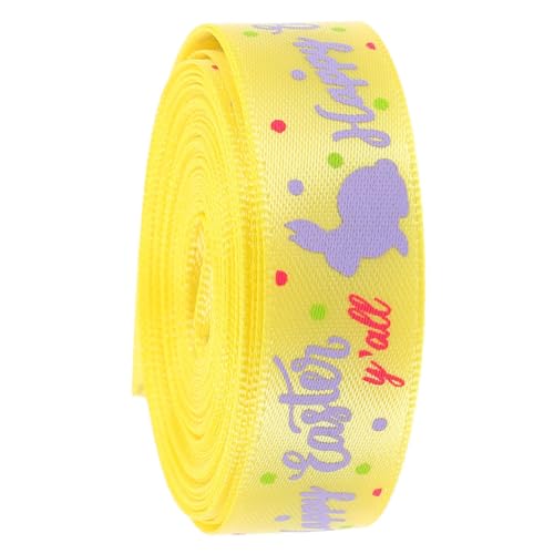 Sewroro 1 Rolle Osterband Band-organizer Sackleinen Bänder Weißes Band Satinband Wickelband Streamer Rotes Band Osterornamente Ostern-bastelband Band-hintergrund Polyester Yellow von Sewroro