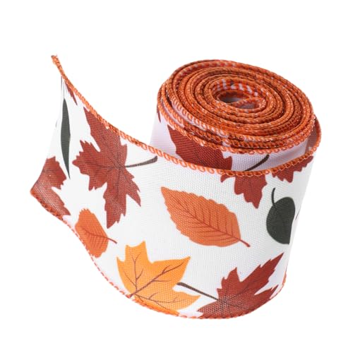 Sewroro 1 Rolle Thanksgiving-geschenkband Herbstband Ahorndrahtband Bordüre Aus Ahornblatt Herbstliches Dekoband Banddekor Ahornblätter-pinnwandränder Fallen Pinnwand-grenzen Orange Stoff von Sewroro