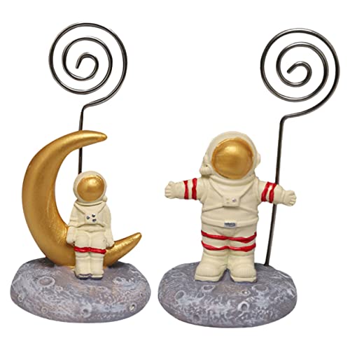 Sewroro 1 Satz 2St Astronauten-Visitenkartenhalter Memo-Clip kunsthandwerklicher Fotopflock Essen hochzeitsdeko office organizer Tischnummernhalter Fotoclip für zu Hause Metall Ring Weiß von Sewroro