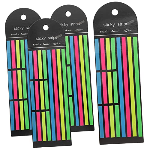 Sewroro 1 Satz Fluoreszierende Index-aufkleber Farbmarker Bunte Highlighter Fluoreszierende Notizbuch-tabs Textmarker Klebeband Highlighter Tape Lange Textmarkerstreifen Tabs Lesen 4 Stück von Sewroro