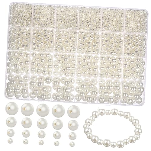 Sewroro 1 Satz Zubehör für die Schmuckherstellung slico hochzeitsdeko pearl necklace Perlen zur Schmuckherstellung weiße Perlenperlen DIY Bastelperlen Abstandsperlen selber machen Acryl von Sewroro