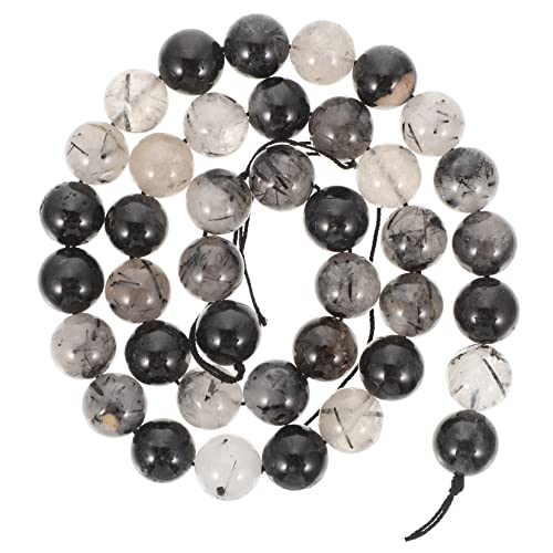 Sewroro 1 Satz schwarze Haarkristall lose Perlen handgefertigte Perlen glatte Regenbogenperlen Tigerauge Perlen gemstone beads hand schmuck lose DIY-Perlen basteln Abstandsperlen von Sewroro