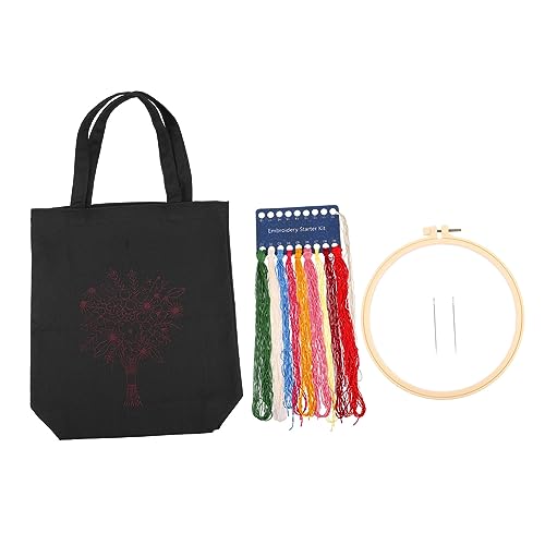 Sewroro 1 Set Bestickte Segeltuchtasche Häkel Sets Anfänger Set Geldbörse Stickerei Stoff Reißverschlusstaschen Schultertasche Handtasche Segeltuch Tragetasche Basteln Für von Sewroro